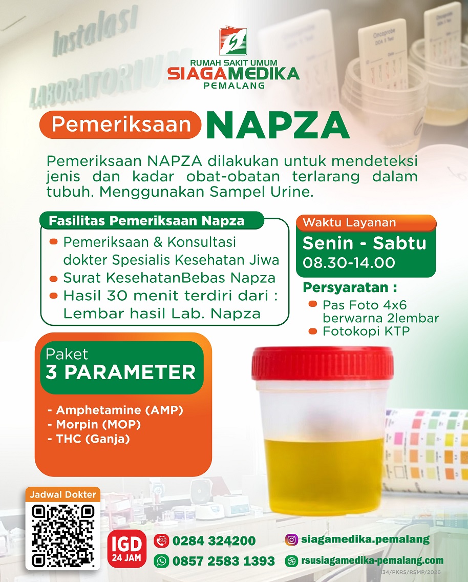 Layanan Pemeriksaan NAPZA &amp; Surat Bebas Narkoba di RSU Siaga Medika Pemalang